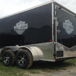 6x12 Black & Chrome Motorcycle Trailer - Rubber Floor - D-Ring Tie Downs - Alloy Wheels