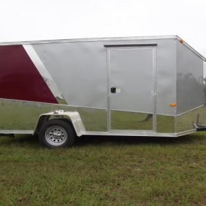 7x12 Custom Motorcycle Trailer - White Vinyl Walls & Ceiling