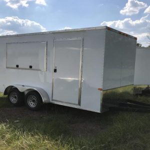 7x14 T/A Concession Shell----Vinyl Flooring----White Aluminum Interior----Electrical