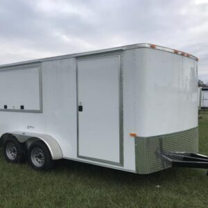 7x14 Tandem Axle Concession Trailer - (2) Concession Doors - 6 Foot 6 Inch Height - A/C Brace
