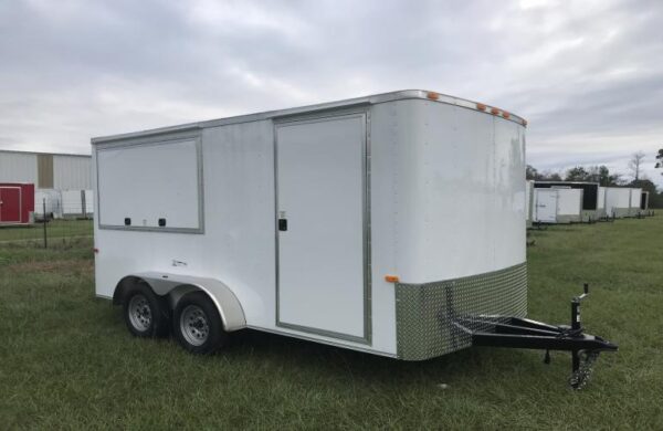 7x14 Tandem Axle Concession Trailer - (2) Concession Doors - 6 Foot 6 Inch Height - A/C Brace