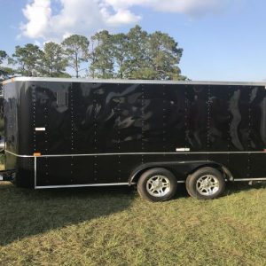 7x14 T/A Motorcycle Trailer - Black and Chrome - D Rings - Stabilizer Jacks