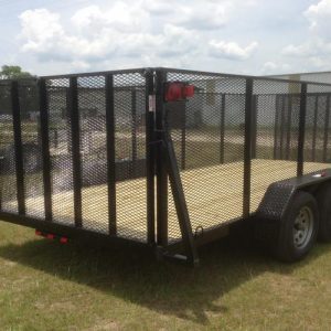 7x16 Tandem Axle Utility Trailer - Front & Side Ramp - 4 Foot Mesh Sides
