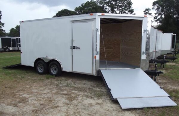 8.5x14 Tandem Axle - 57'' V-Nose Ramp - 12 D-Rings