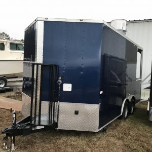 8.5 x 16 Tandem Axle Porch Concession Trailer - 4 Foot Hood Range - Sink Package