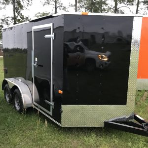 7×12 Tandem Axle - Black In Color – 32” Side Door – 2500# Ramp Door