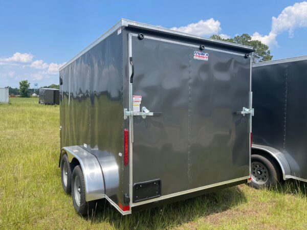 7×12 Tandem Axle Cargo Trailer – 16” On Center Floors, walls, and roof – Ramp Door – Side Door – Charcoal Gray - Image 3