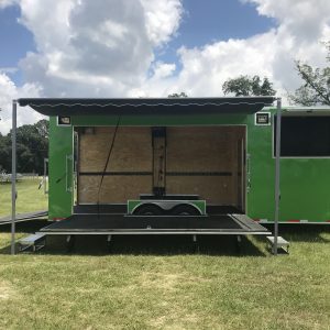 8.5x24 Tandem Axle Fishing Tournament Stage Trailer - 14 Foot Stage - TV Compartment