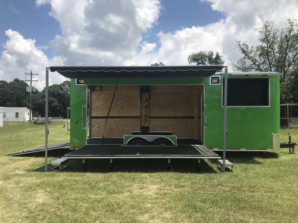 8.5x24 Tandem Axle Fishing Tournament Stage Trailer - 14 Foot Stage - TV Compartment
