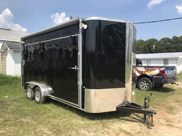 7x16 Tandem Axle Fishing Tournament Stage Trailer - 14 Foot Stage - Fold Up Front Rail - Image 3