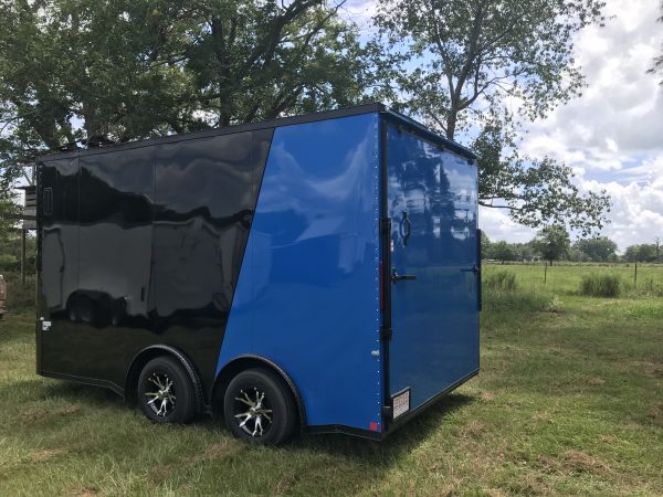 8.5x14 Tandem Axle Motorcycle Trailer - Rubber Tread Floor - E-Track - Cabinets - Finished Interior - Recessed Tire Compartment - Image 4