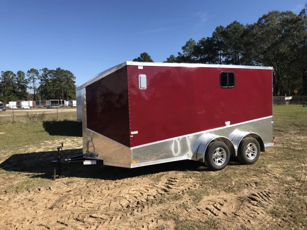 7x14 Tandem Axle Motorcycle Trailer - Tinted Windows - Alloy Wheels - Slanted Diamond Tread - Image 2