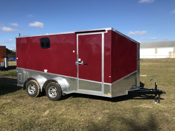 7x14 Tandem Axle Motorcycle Trailer - Tinted Windows - Alloy Wheels - Slanted Diamond Tread