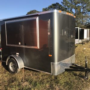 6x10 Single Axle Concession Trailer - White Vinyl Interior - Concession window - Single Rear Door