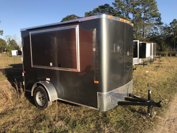 6x10 Single Axle Concession Trailer - White Vinyl Interior - Concession window - Single Rear Door