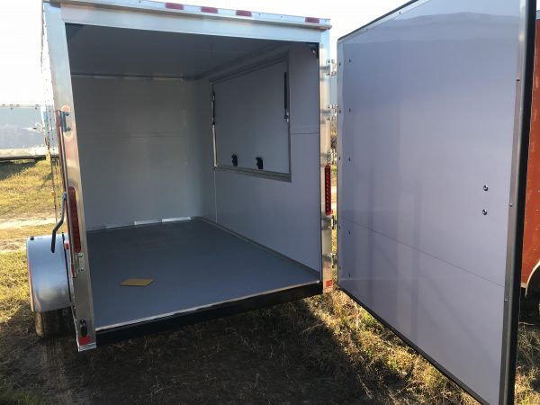 6x10 Single Axle Concession Trailer - White Vinyl Interior - Concession window - Single Rear Door - Image 4
