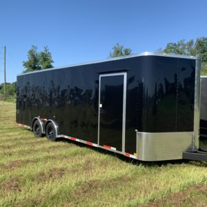 8.5 x 24 Tandem Axle - 7000# Torsion Axles - Corvette Style Fenders - 48'' Escape Door