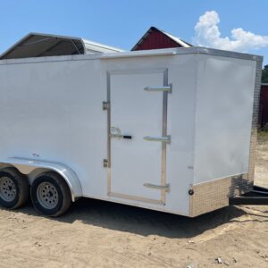 7×14 Tandem Axle Trailer – 16” On Center Floors & Walls – V-nose – Ramp Door – Side Door