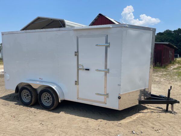 7×14 Tandem Axle Trailer – 16” On Center Floors & Walls – V-nose – Ramp Door – Side Door