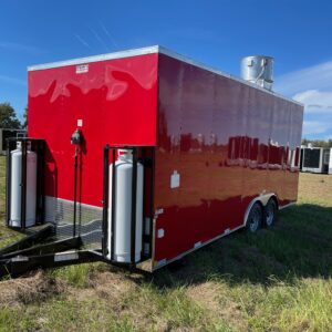 8.5×20 Tandem Axle Concession Trailer – 8′ Hood – Gas Lines – Sink Package – Electrica