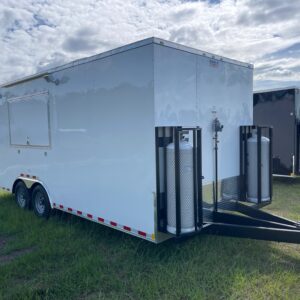 8.5x20 Tandem Axle Concession Trailer - 8' Hood - Gas Lines - Sink Package - Electrical
