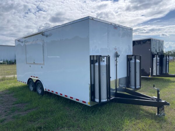 8.5x20 Tandem Axle Concession Trailer - 8' Hood - Gas Lines - Sink Package - Electrical