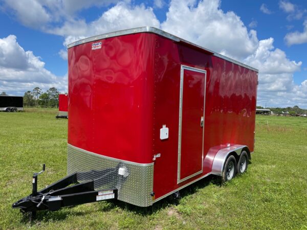 7x16 Tandem Axle - Finished interior - Electrical - Sink Package - A/C - Red - Image 2