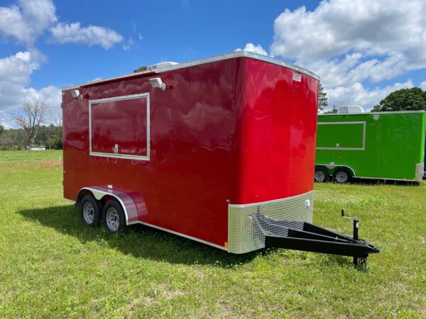 7x16 Tandem Axle - Finished interior - Electrical - Sink Package - A/C - Red