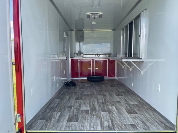 7x16 Tandem Axle - Finished interior - Electrical - Sink Package - A/C - Red - Image 4