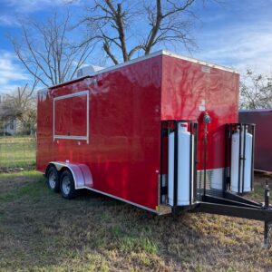 7×18 Tandem Axle Concession Trailer – 7′ Hood – Gas Lines – Sink Package – Electrical