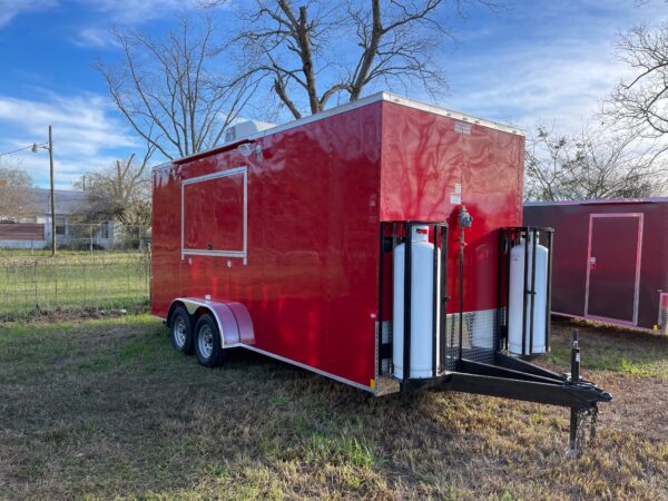 7×18 Tandem Axle Concession Trailer – 7′ Hood – Gas Lines – Sink Package – Electrical