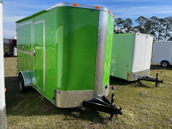 6×12 Single Axle Concession Trailer – Sinks – Electrical – Finished Interior - Lime Green