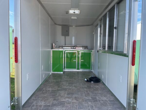 6×12 Single Axle Concession Trailer – Sinks – Electrical – Finished Interior - Lime Green - Image 4