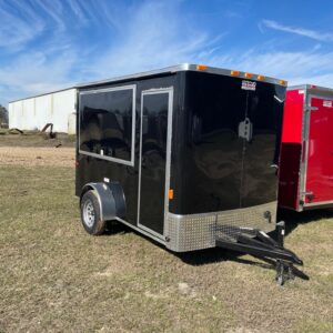 6×10 Single Axle Concession Trailer – 30 Amp Electrical Package – Concession Door - Black