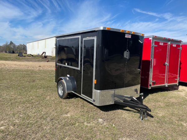 6×10 Single Axle Concession Trailer – 30 Amp Electrical Package – Concession Door - Black