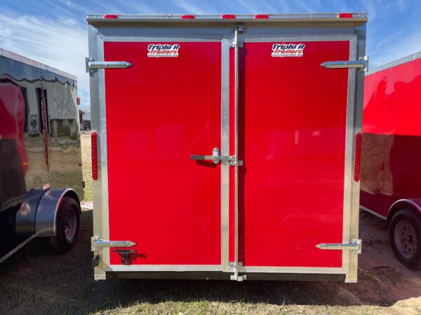 7×12 Single Axle Concession Series – Electrical – Finished Interior – Concession Window with Glass and Screens - Red - Image 3
