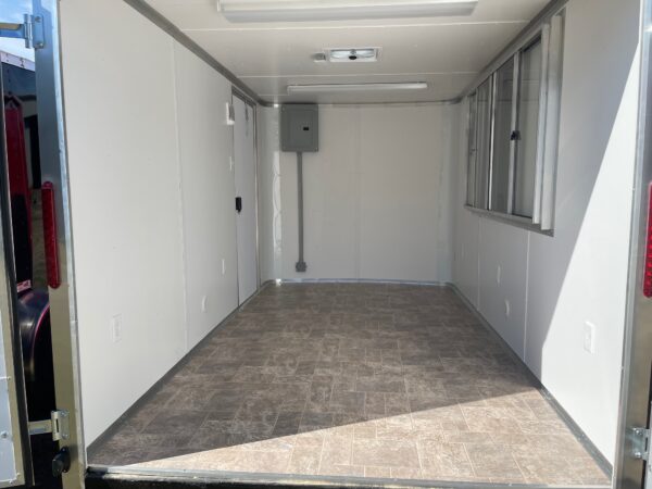 7×12 Single Axle Concession Series – Electrical – Finished Interior – Concession Window with Glass and Screens - Red - Image 4