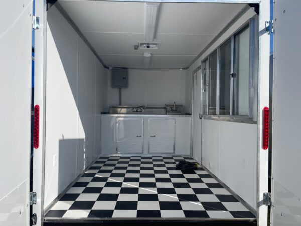 Shows interior of trailer