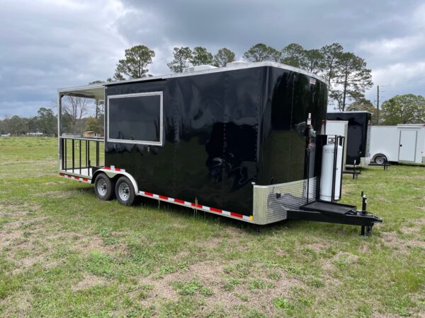 8.5×22 Tandem Axle Porch Trailer – Sink Package – Hood Range – Gas Lines – A/C - Finished Interior