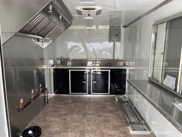 8.5×22 Tandem Axle Porch Trailer – Sink Package – Hood Range – Gas Lines – A/C - Finished Interior - Image 4