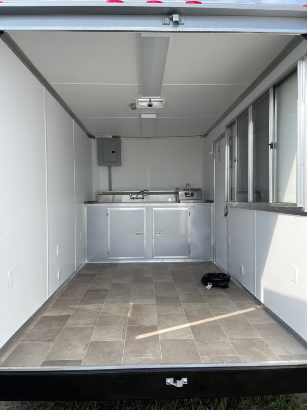 7×12 Single Axle Concession Trailer- Sink Package – Finished Interior – 7 Foot Ceiling - Silver Frost - Image 4