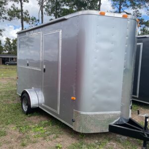 6×12 Single Axle Concession Trailer – Sinks – Electrical – Finished Interior - Silver Frost