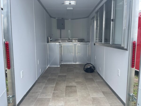6×12 Single Axle Concession Trailer – Sinks – Electrical – Finished Interior - Silver Frost - Image 4