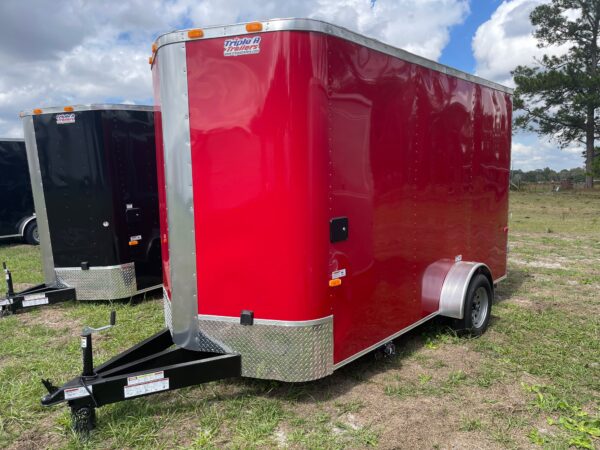 6×12 Single Axle Concession Trailer – Sinks – Electrical – Finished Interior – Red - Image 2
