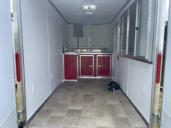 6×12 Single Axle Concession Trailer – Sinks – Electrical – Finished Interior – Red - Image 4