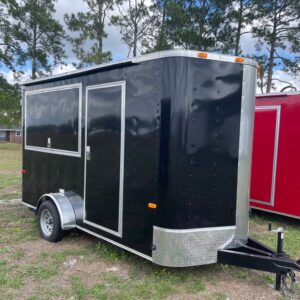 6×12 Single Axle Concession Trailer – Sinks – Electrical – Finished Interior – Black