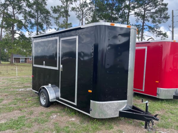 6×12 Single Axle Concession Trailer – Sinks – Electrical – Finished Interior – Black