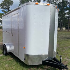 6×12 Single Axle Concession Trailer – Sinks – Electrical – Finished Interior – White