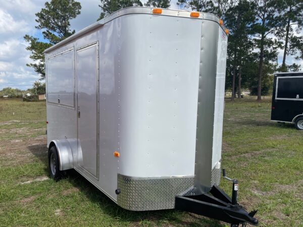 6×12 Single Axle Concession Trailer – Sinks – Electrical – Finished Interior – White