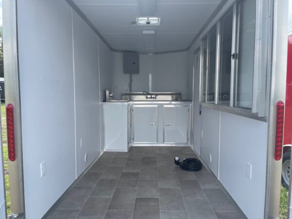 6×12 Single Axle Concession Trailer – Sinks – Electrical – Finished Interior – White - Image 4